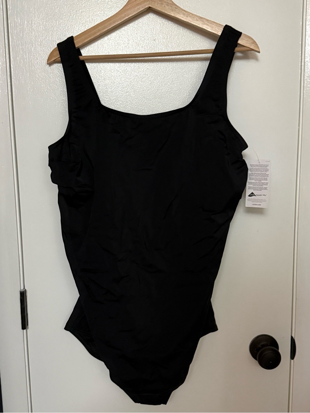 Lands' End Black One-Piece Swimsuit with Scoop Neck, NWT